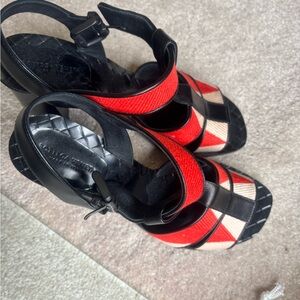 Bottega Veneta Red and Black Sporty Sandals